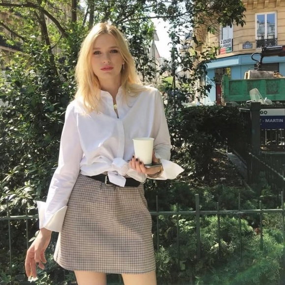 *new* aritzia wilfred check / houndstooth mini skirt - size 0 - Picture 8 of 9